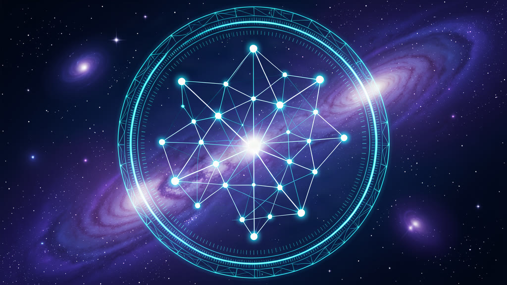 Constellation of interconnected nodes forming an edge network ring against deep space, symbolizing platform integration and distributed infrastructure.